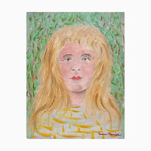 Lucie Navier, Young Blonde Girl, Original Oil on Cardboard, 1930s-ZCI-2029646