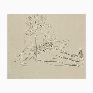 Lucien Coutaud, Child Doll, China Ink Drawing, Mid-20th Century-ZCI-1335824