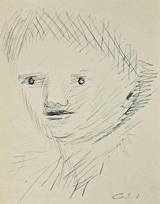 Lucien Coutaud, Child Portrait, Original Drawing, Mid-20th Century-ZCI-1335805