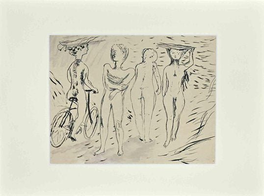 Lucien Coutaud, Nudes, Original China Ink Drawing, 1935-ZCI-1403413