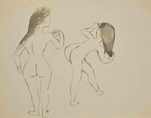 Lucien Coutaud, Women, China Ink Drawing, Mid-20th Century-ZCI-1335825