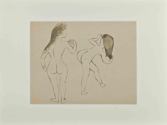 Lucien Coutaud, Women, China Ink Drawing, Mid-20th Century-ZCI-1335825