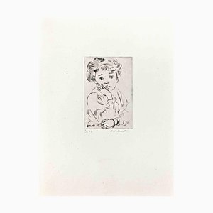 Lucien Philippe Moretti, Portrait of a Child, Original Etching, Mid-20th-Century-ZCI-1362558