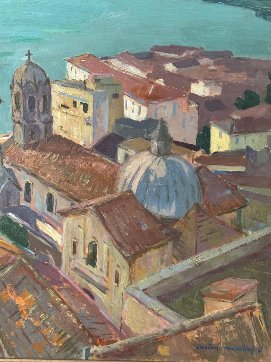 Lucien Raoul Martial, View of Béjaîa in Algeria Formerly Bougie, 1920s, Oil on Board, Framed