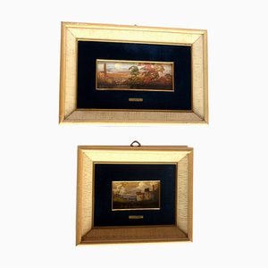 Lucio Cargnel, Landscape Oil Paintings, Original Frames, 1940s, Set of 2-GKB-838031