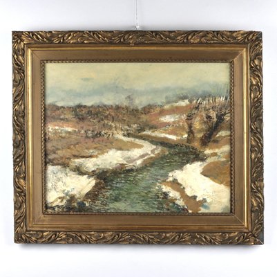 Ludolf Liberts, Landscape in Silvery Tones, 1930, Oil on Cardboard, Framed-WMV-1127544