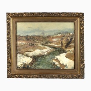 Ludolf Liberts, Landscape in Silvery Tones, 1930, Oil on Cardboard, Framed-WMV-1127544