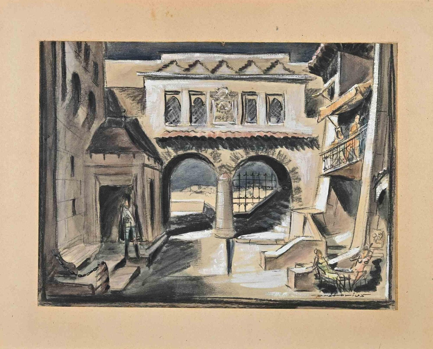 Ludwig Max Praetorius, Interior, Original Drawing, Late-19th-Century