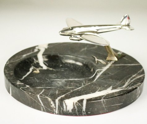 Lufthansa Heinkel 111 Desk Shelf Marble & Chrome Airplane 30s 40s-FUP-1057652