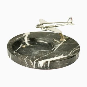 Lufthansa Heinkel 111 Desk Shelf Marble & Chrome Airplane 30s 40s-FUP-1057652