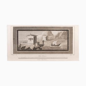 Luigi Aloja, Seascape with Monument and Figures, Etching, 18th Century-ZCI-1781684