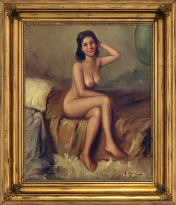 Luigi Aquino, Nude, Oil on Canvas, Framed-VHF-1097924