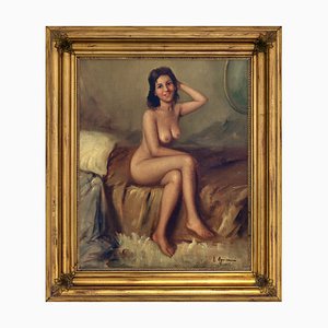 Luigi Aquino, Nude, Oil on Canvas, Framed-VHF-1097924