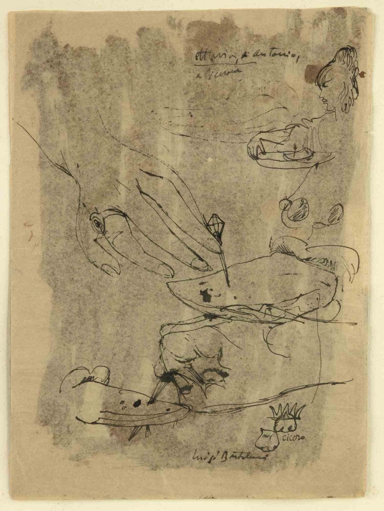 Luigi Bartolini, Sketches, China Ink Drawing, 1930