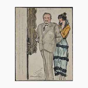 Luigi Bompard, Family Relations, Watercolor and Ink, 1920s-ZCI-1788896