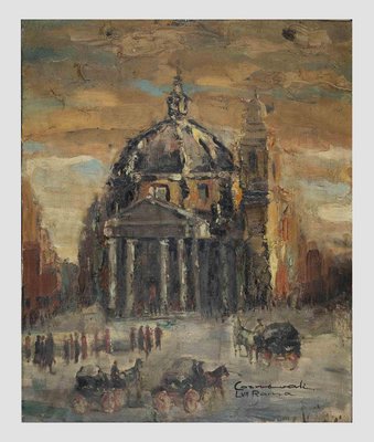 Luigi Carnevali, Rome. Piazza Del Popolo, Oil Painting, 1975-ZCI-963523