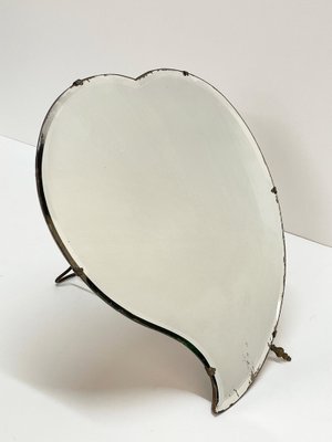 Luigi Fontana Midcentury Italian Heart Shaped Cherry Wood Table Mirror, 1940s-JDR-1260537