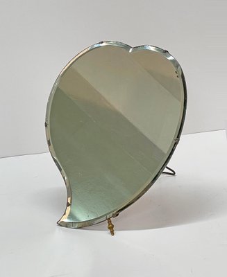 Luigi Fontana Midcentury Italian Heart Shaped Cherry Wood Table Mirror, 1940s-JDR-1260537