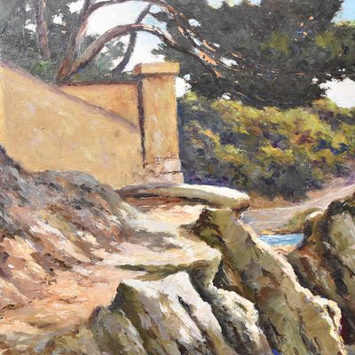 Luigi Lanza, Cote d'Azur Seascape, Early 20th Century, Oil Painting-YVI-1742624