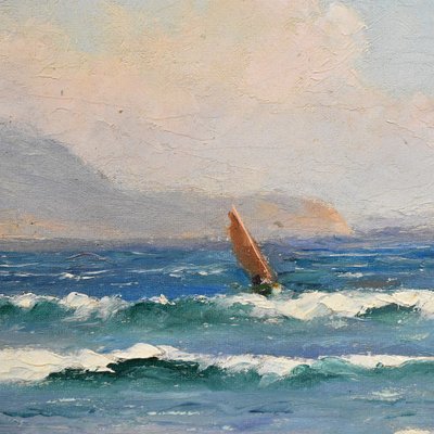 Luigi Lanza, Cote d'Azur Seascape, Early 20th Century, Oil Painting-YVI-1742624