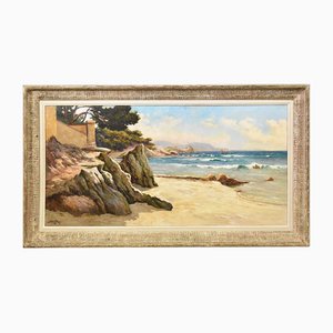 Luigi Lanza, Cote d'Azur Seascape, Early 20th Century, Oil Painting-YVI-1742624