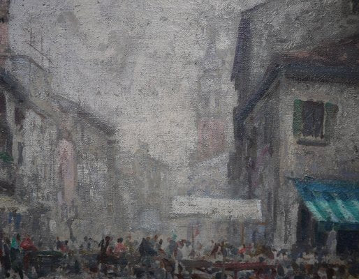 Luigi Pagan, Market of Chioggia, 1920s, Oil on Canvas, Framed-BGS-1437999