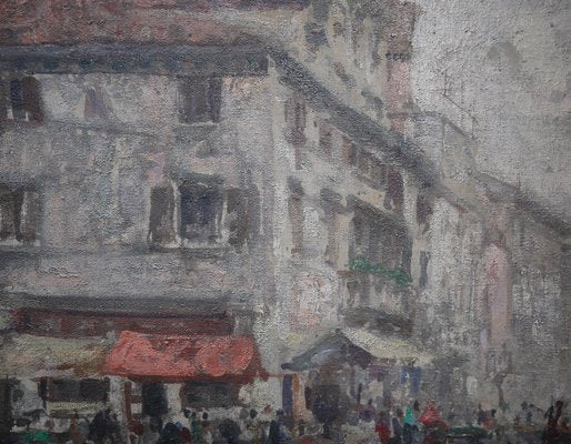 Luigi Pagan, Market of Chioggia, 1920s, Oil on Canvas, Framed-BGS-1437999