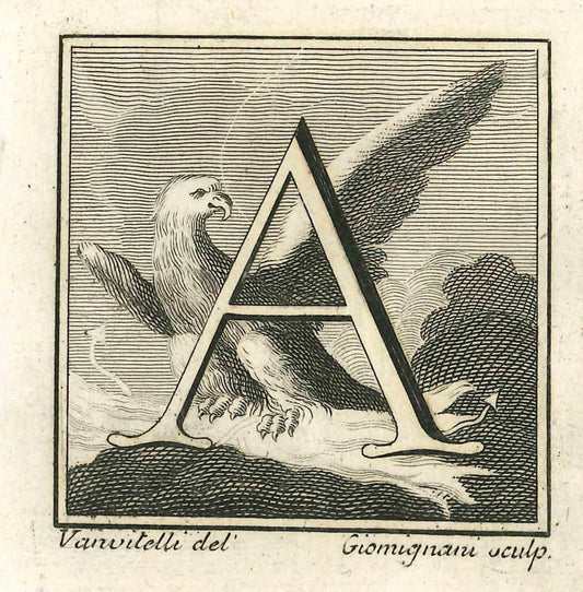 Luigi Vanvitelli, Letter A, Etching, 18th Century