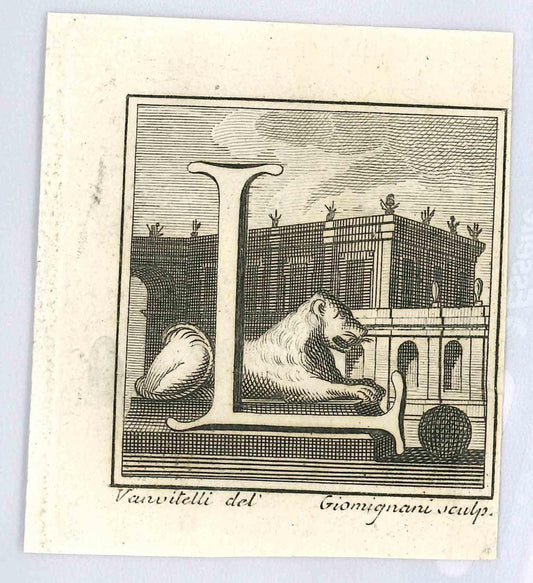 Luigi Vanvitelli, Letter L, Etching, 18th Century