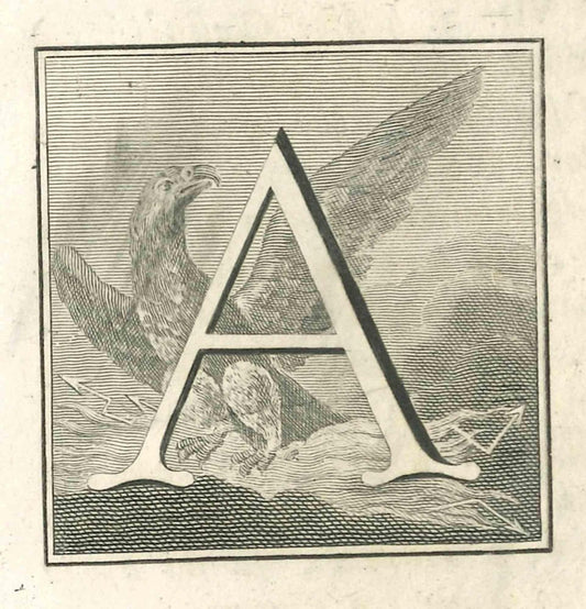 Luigi Vanvitelli, Letter of the Alphabet A, Etching, 18th Century