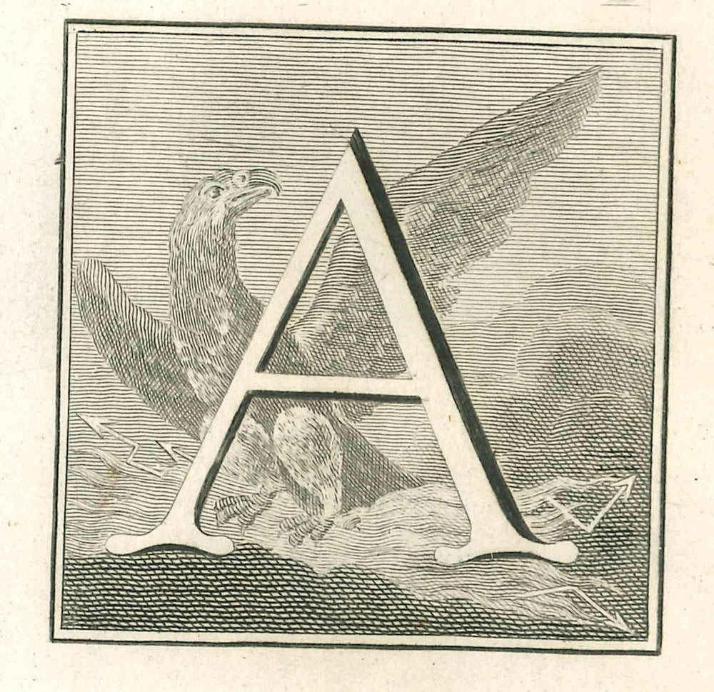 Luigi Vanvitelli, Letter of the Alphabet A, Etching, 18th Century