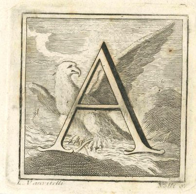 Luigi Vanvitelli, Letter of the Alphabet A, Etching, 18th Century-ZCI-1775505