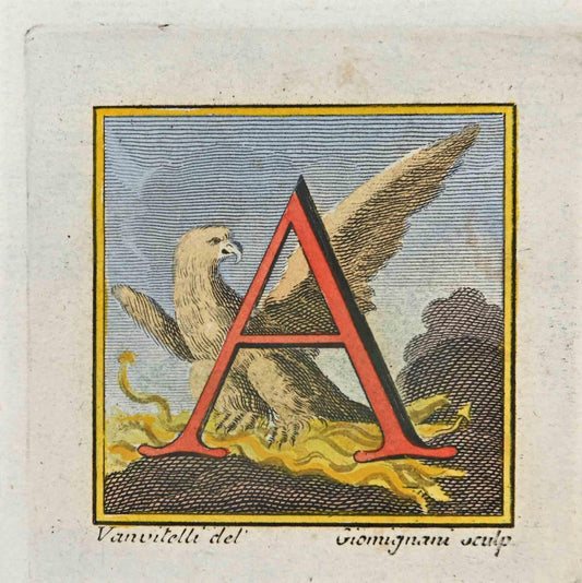 Luigi Vanvitelli, Letter of the Alphabet: A, Etching, 18th Century