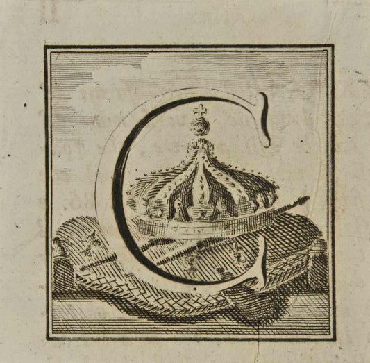 Luigi Vanvitelli, Letter of the Alphabet C, Etching, 18th Century