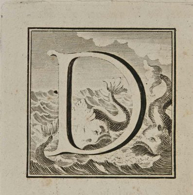 Luigi Vanvitelli, Letter of the Alphabet D, Etching, 18th Century-ZCI-1760560