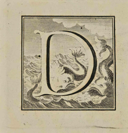 Luigi Vanvitelli, Letter of the Alphabet D, Etching, 18th Century