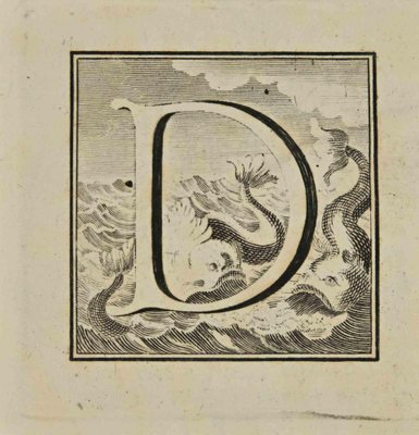 Luigi Vanvitelli, Letter of the Alphabet D, Etching, 18th Century-ZCI-1775905