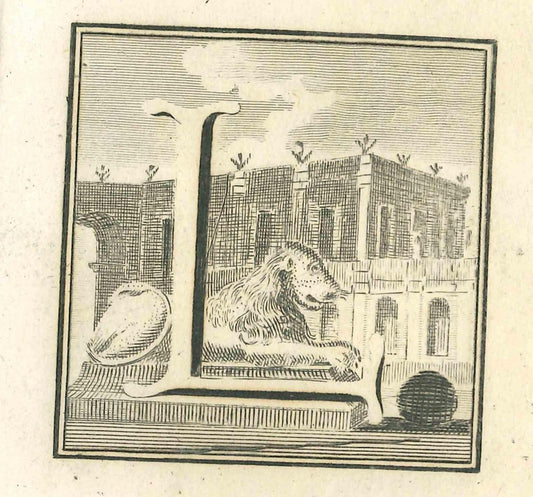 Luigi Vanvitelli, Letter of the Alphabet L, Etching, 18th Century