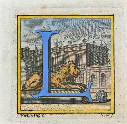 Luigi Vanvitelli, Letter of the Alphabet L, Etching, 18th Century