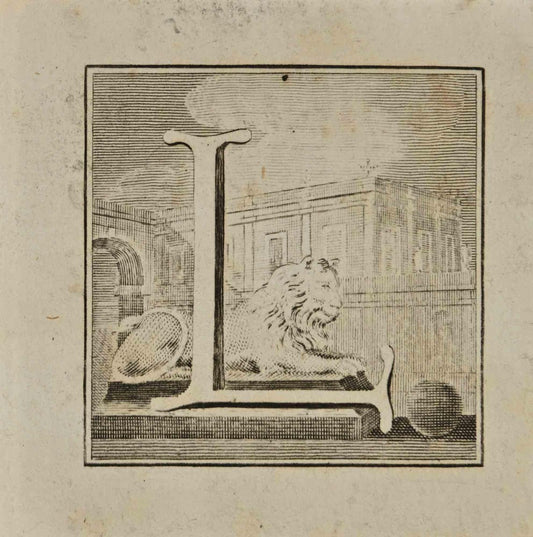 Luigi Vanvitelli, Letter of the Alphabet L, Etching, 18th Century