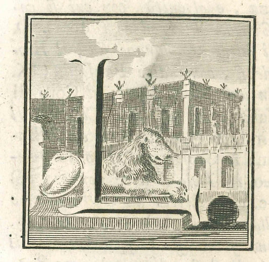 Luigi Vanvitelli, Letter of the Alphabet L, Etching, 18th Century