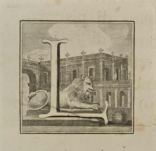 Luigi Vanvitelli, Letter of the Alphabet L, Etching, 18th Century