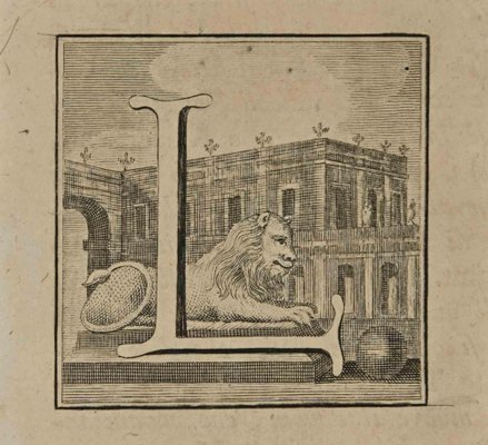 Luigi Vanvitelli, Letter of the Alphabet L, Etching, 18th Century-ZCI-1760787