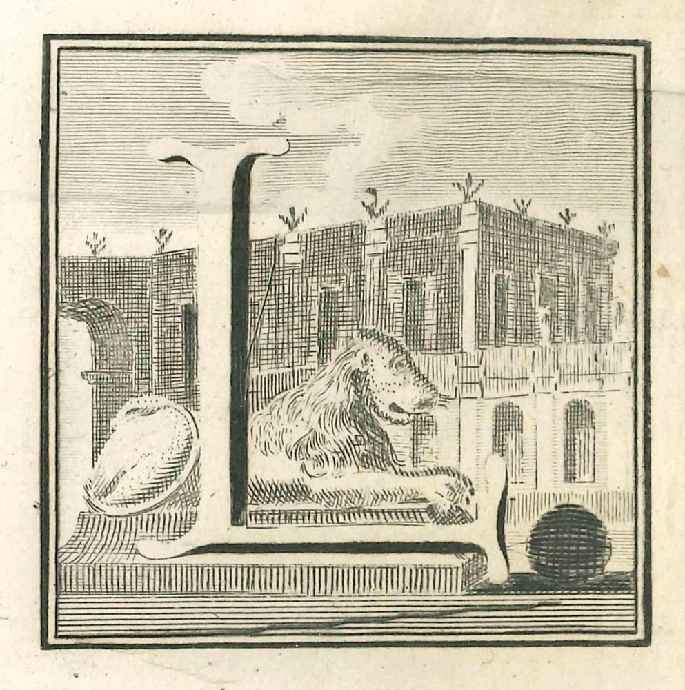 Luigi Vanvitelli, Letter of the Alphabet L, Etching, 18th Century