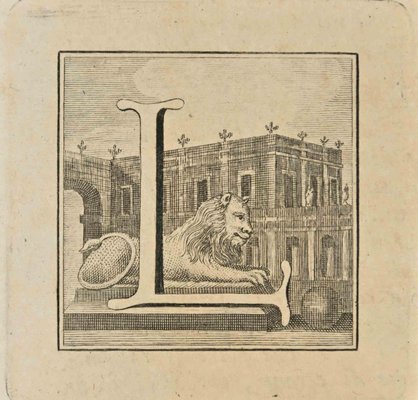 Luigi Vanvitelli, Letter of the Alphabet L, Etching, 18th Century-ZCI-2024984