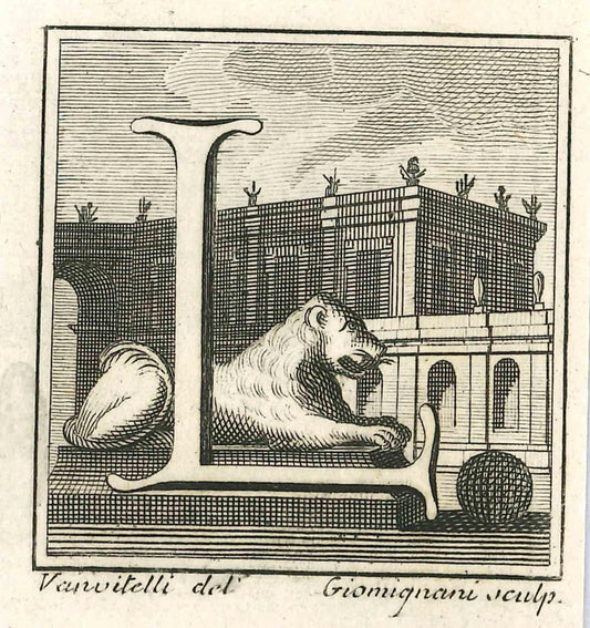 Luigi Vanvitelli, Letter of the Alphabet L, Etching, 18th Century