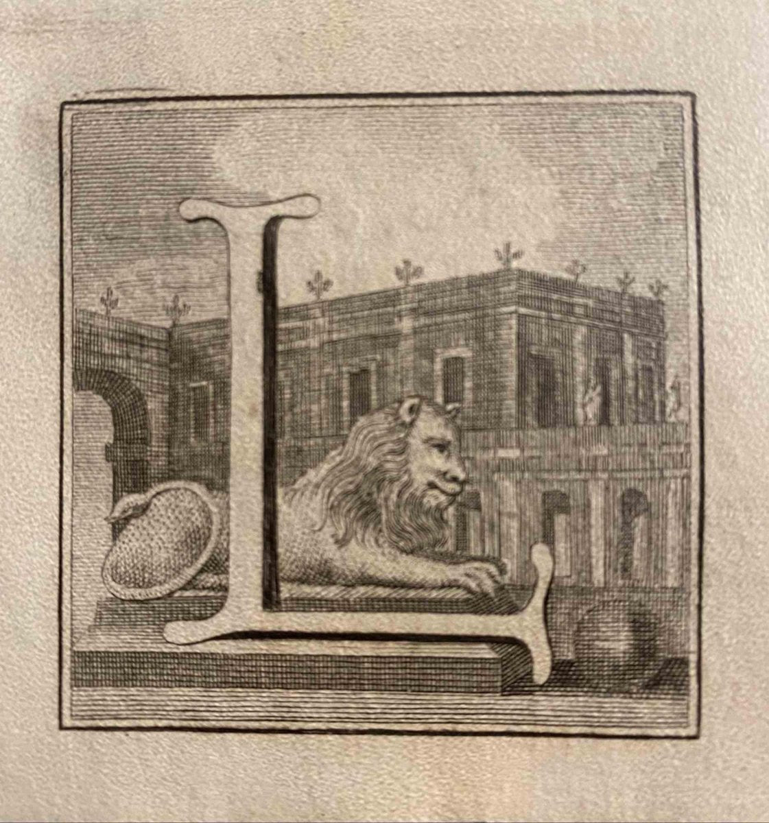 Luigi Vanvitelli, Letter of the Alphabet L, Etching, 18th Century