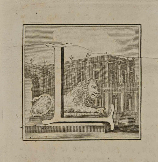 Luigi Vanvitelli, Letter of the Alphabet L, Etching, 18th Century