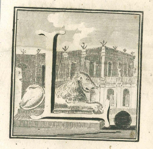 Luigi Vanvitelli, Letter of the Alphabet L, Etching, 18th Century