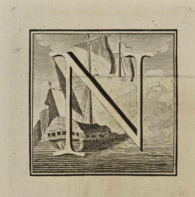 Luigi Vanvitelli, Letter of the Alphabet N, Etching, 18th Century-ZCI-1760435